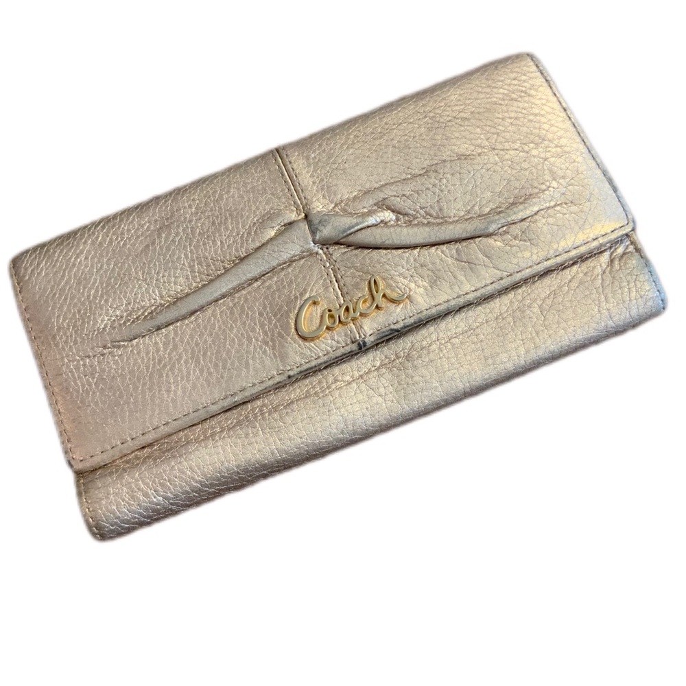 Coach, gold tone, leather wallet